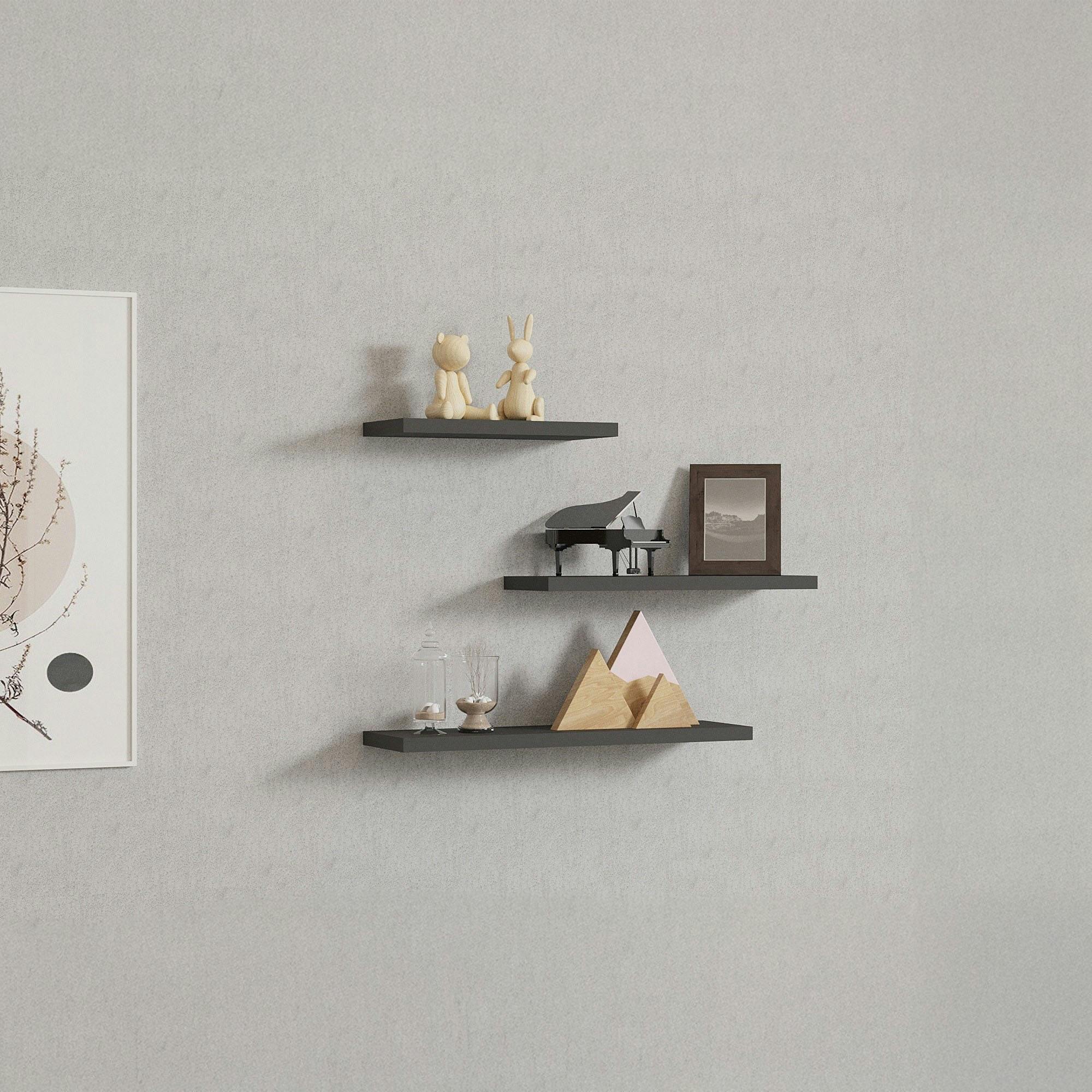 Etagère murale moderne gris foncé (lot de 3) MARFA