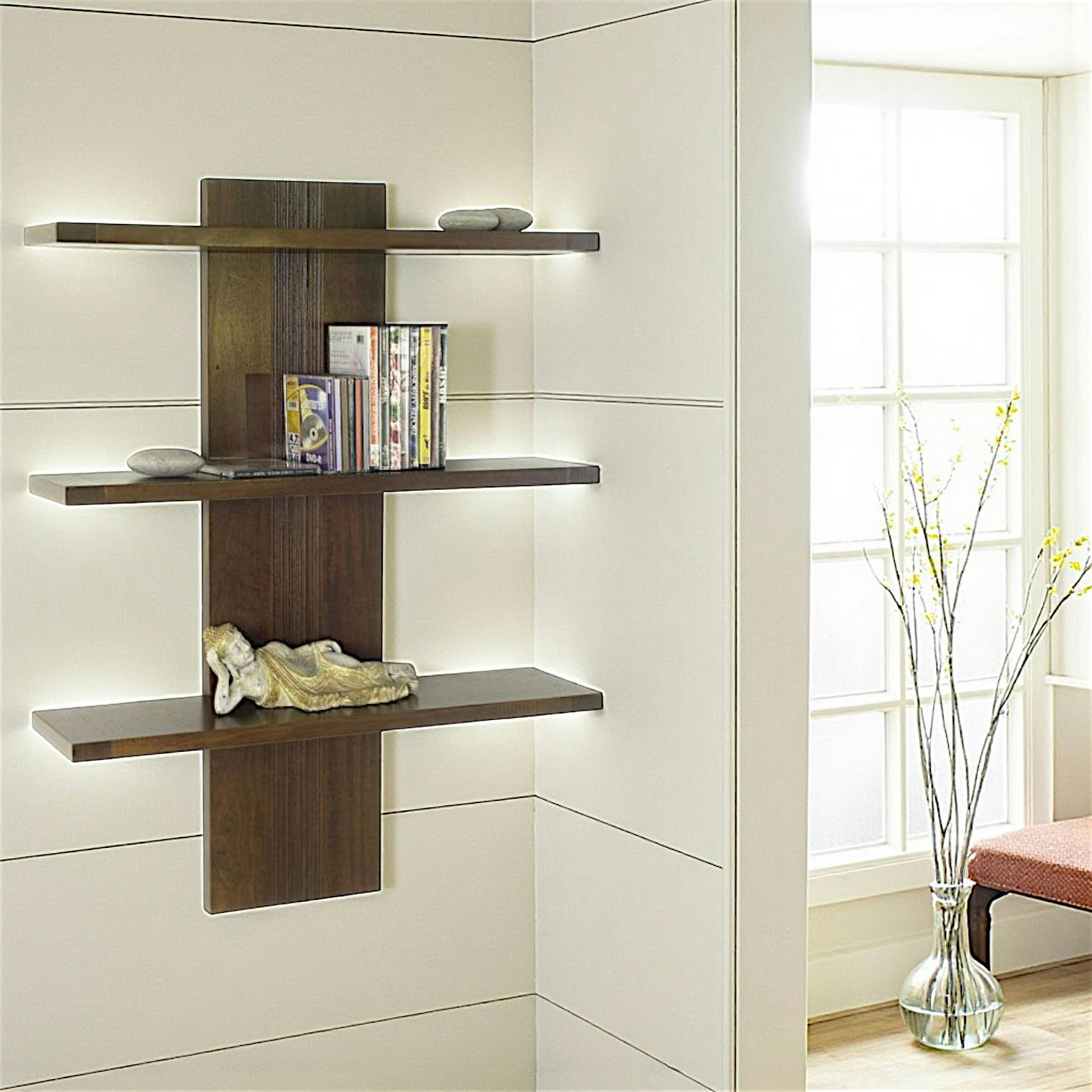 Etagère murale moderne hévéa massif 75cm GALA