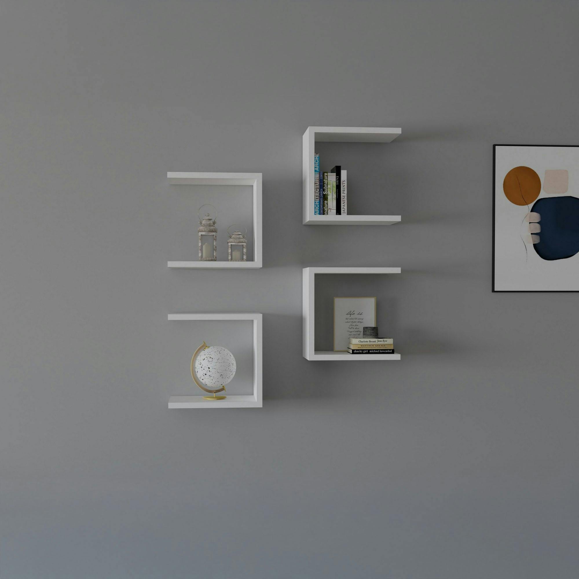 Etagère murale modulable blanche forme U (lot de 4) MARFA