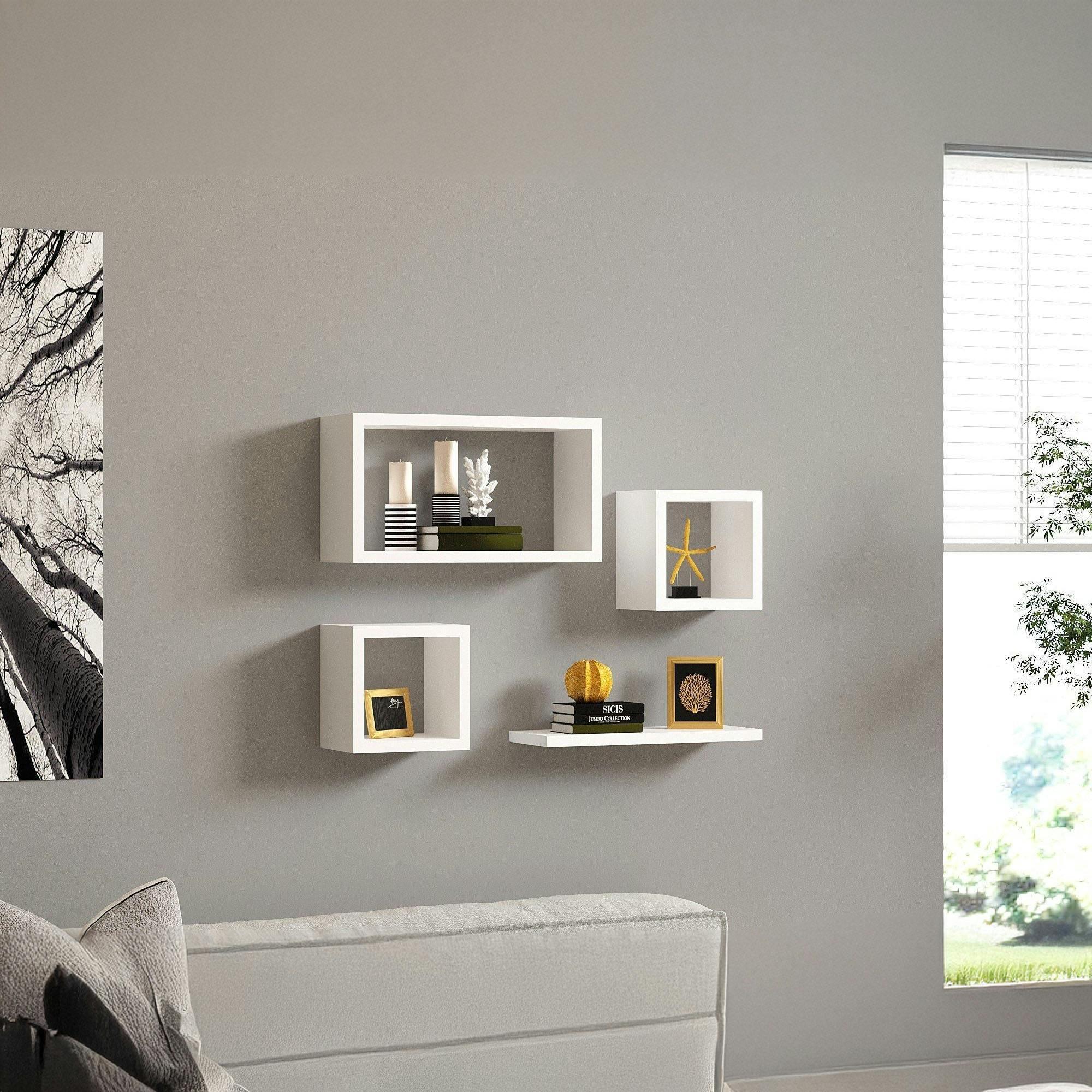 Etagère murale modulable blanche moderne (lot de 4) MARFA