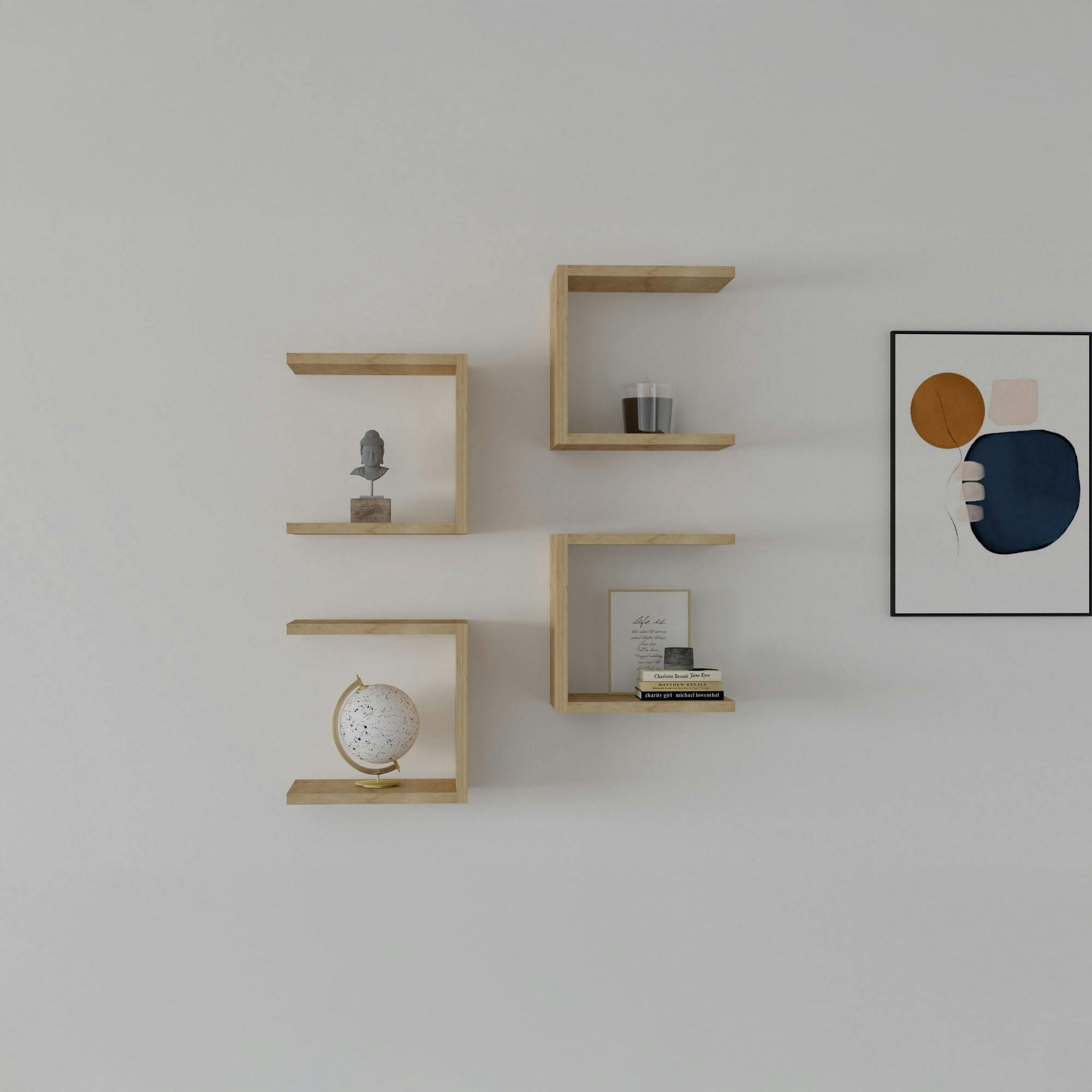 Etagère murale modulable effet bois forme U (lot de 4) MARFA