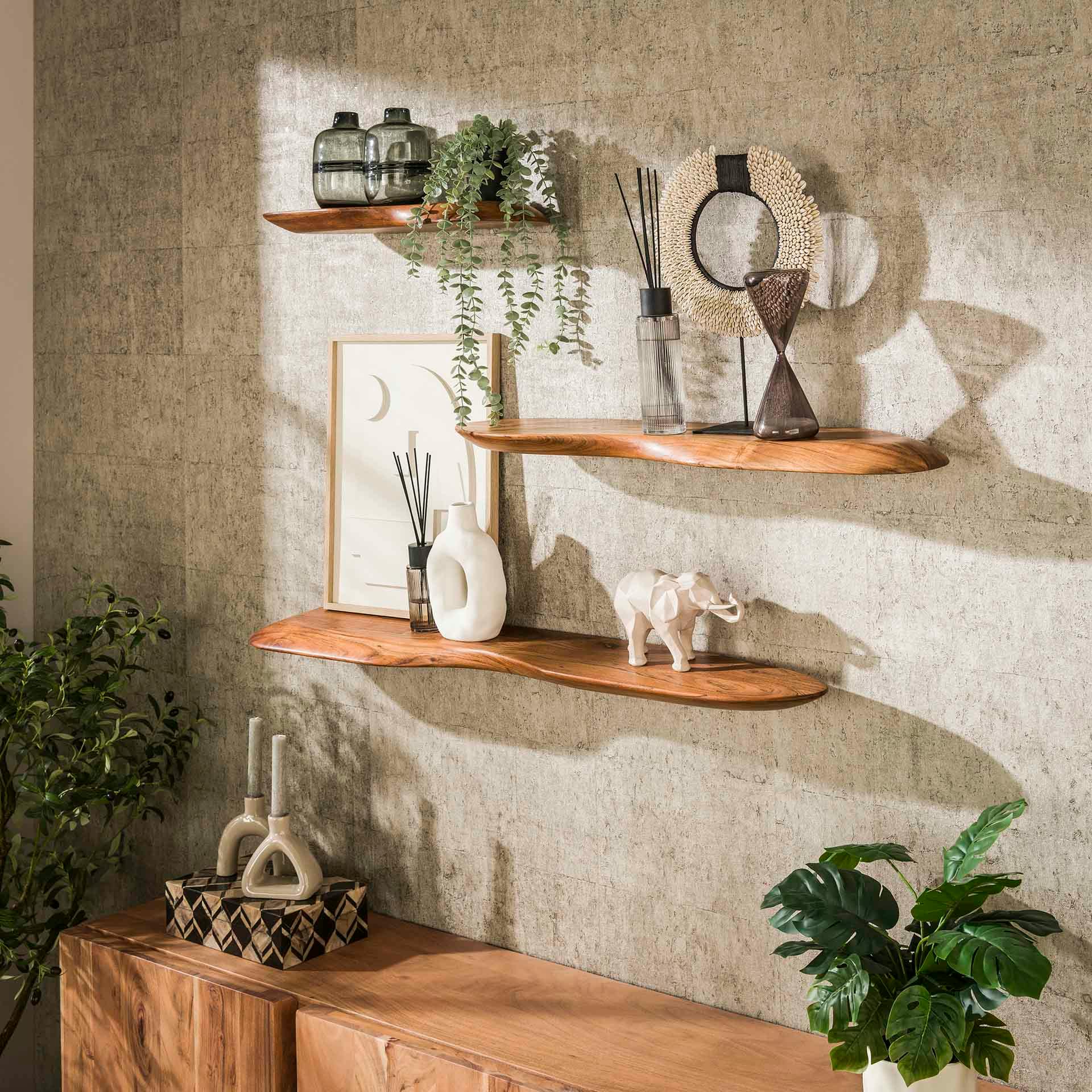 Étagère Murale Industrielle Komo 5 étagères - 60x185x30 Cm, Bois Et Métal Noir - Style Loft Pour Salon Ou Bureau