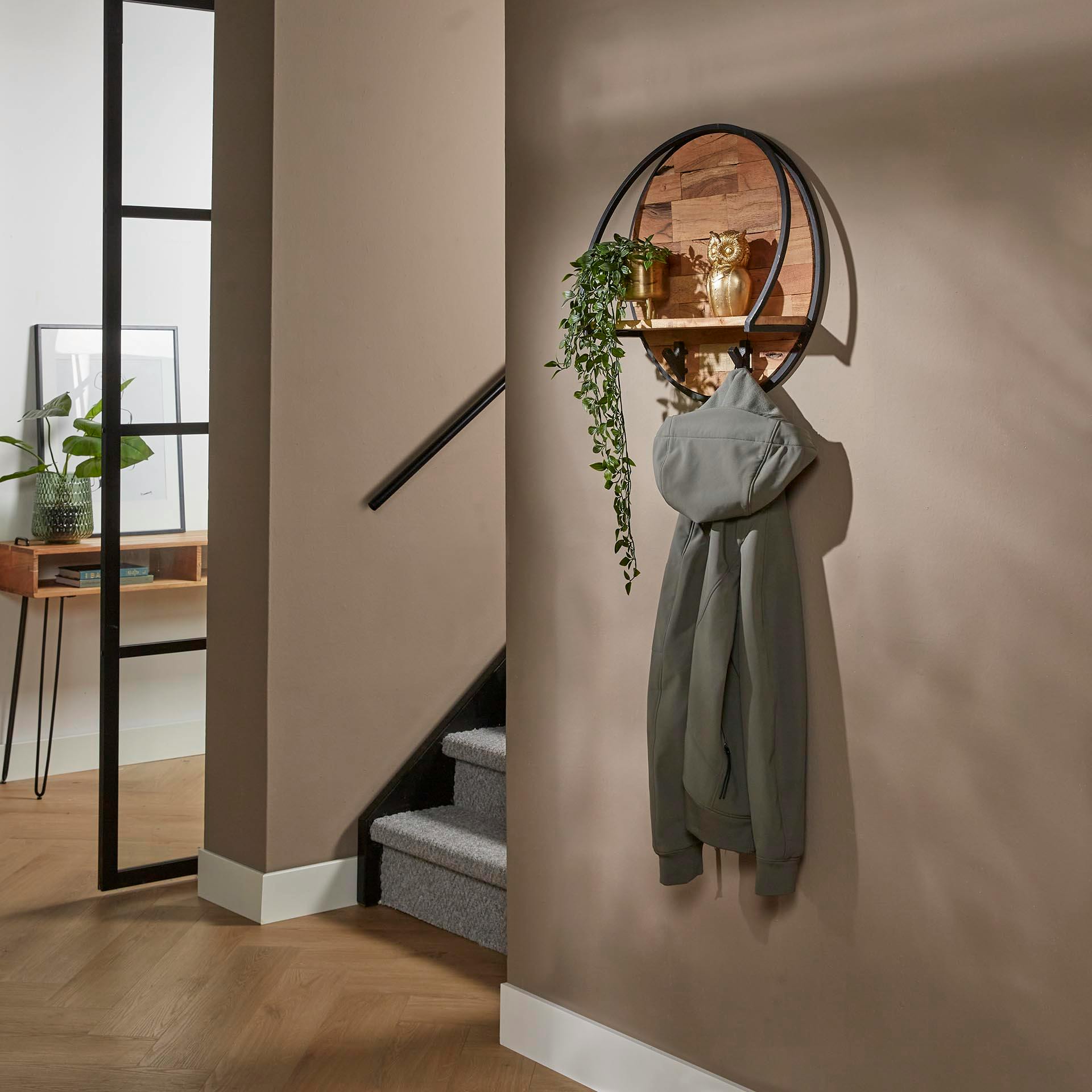 Etagère murale ronde 2 patères D 50 cm MELBOURNE