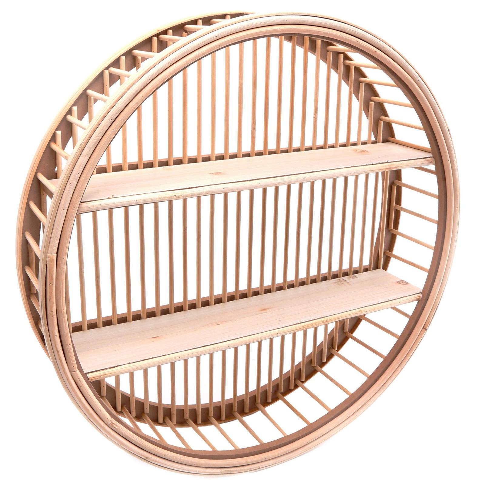 Etagère murale ronde en bois effet roue