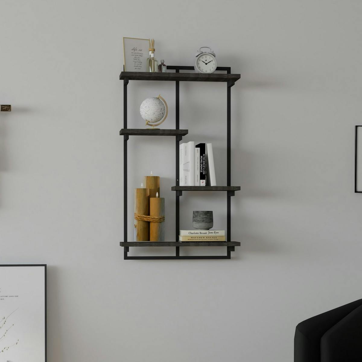 Etagère murale verticale 4 tablettes anthracites JENA