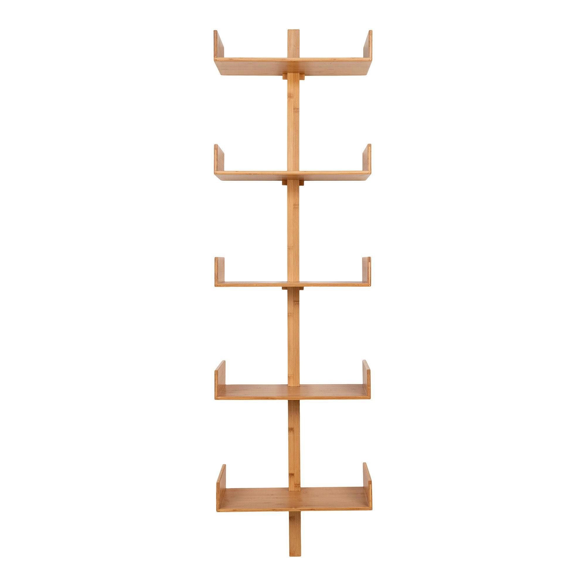 Etagère murale verticale en bambou 5 plateaux avec joues 180 cm TALLINN