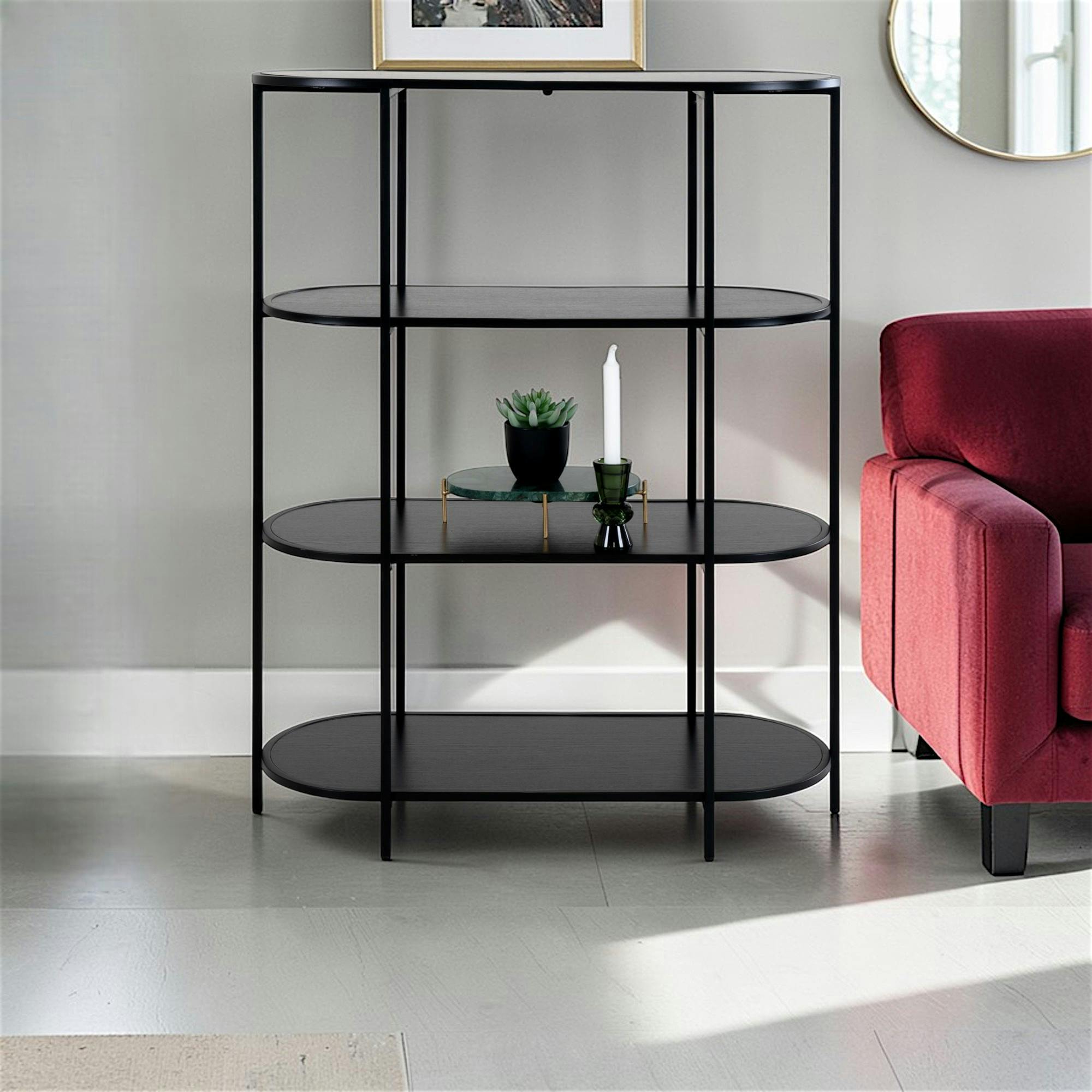 Etagère ovale en métal noir 4 plateaux VARDE