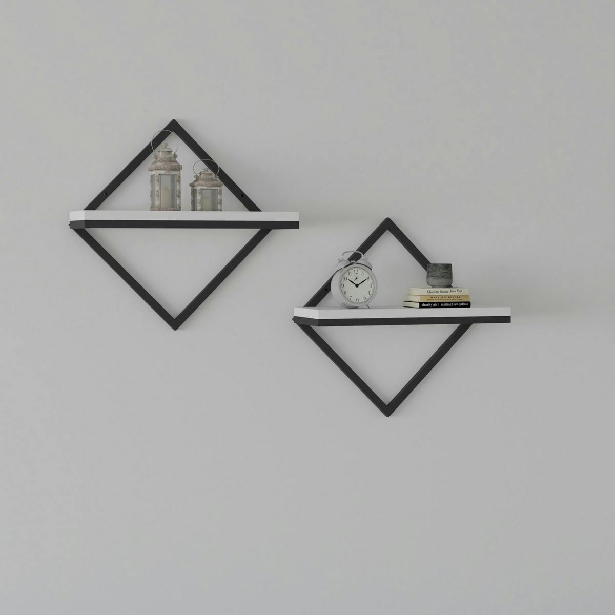 Etagère tablette design noir et blanc (lot de 2) JENA