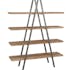 Etagère triangle 4 niveaux en bois naturel, armature métal 150x44x192cm