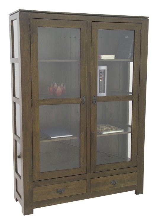 Etagère vitrée hévéa 120cm HELENA