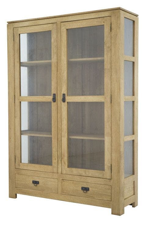 Etagère vitrée hévéa 120cm HELENA