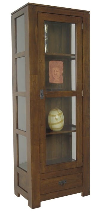 Etagère vitrée hévéa 60x170cm HELENA