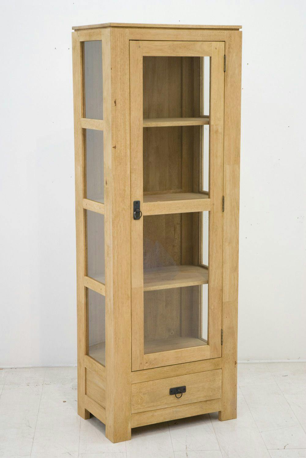 Etagère vitrée hévéa 60x170cm HELENA