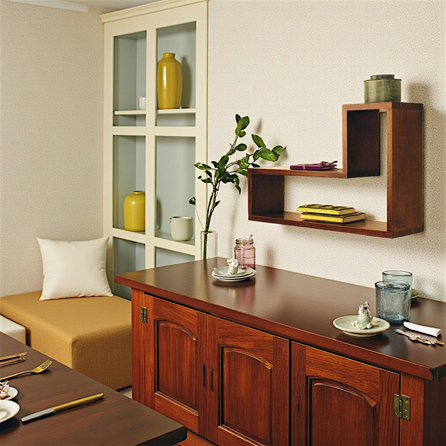 Etagères murales destructurées (lot de 2) hévéa 64x16x40cm MAORI