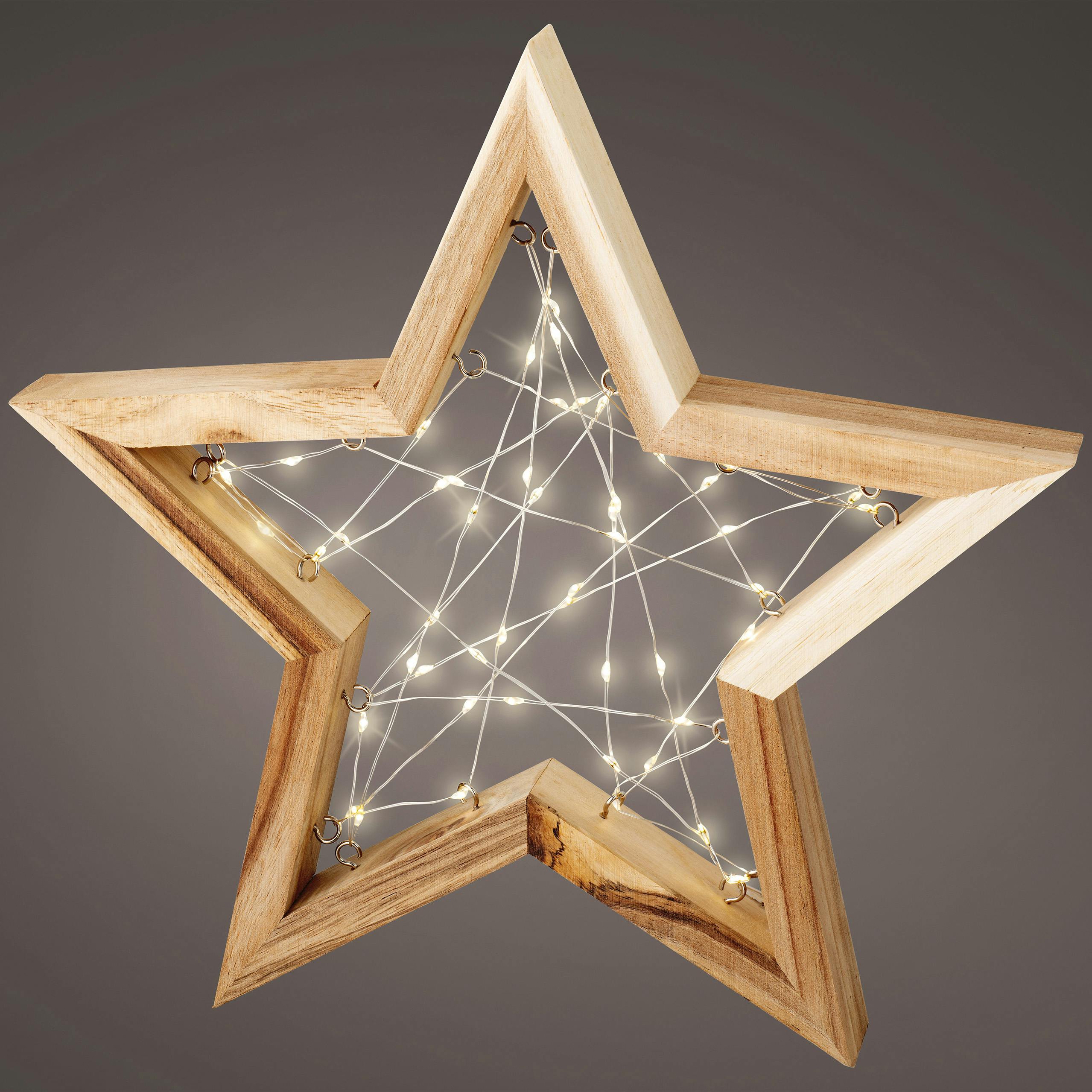 Etoile bois lumineuse H31 cm