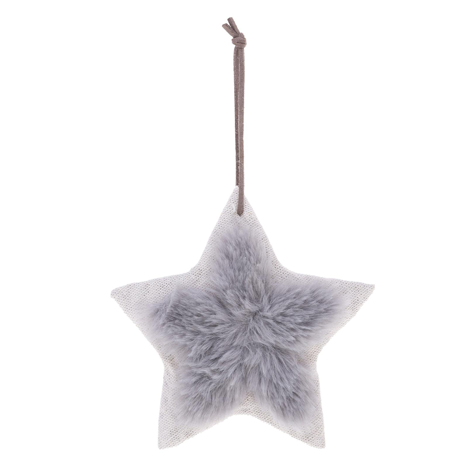Etoile de Noël grise poils long à suspendre