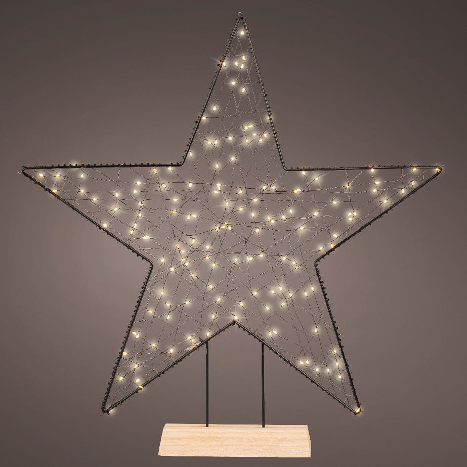 Etoile lumineuse en métal sur socle bois H58 cm