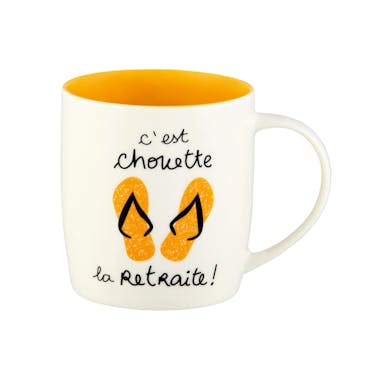 FAMILLE Mug (+ Boite) C'est chouette la Retraite (orange) 8,5x9cm DLP