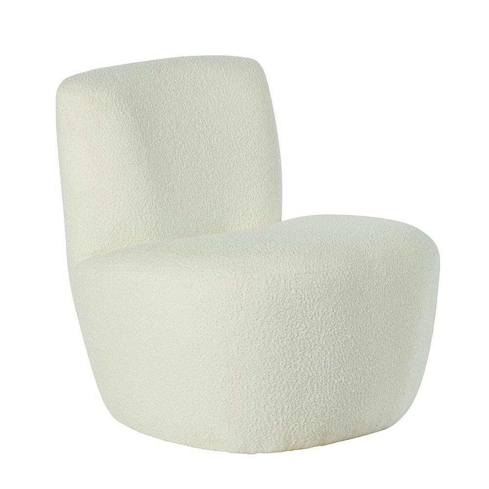 Fauteuil arrondi tissu bouclettes blanc MALMOE