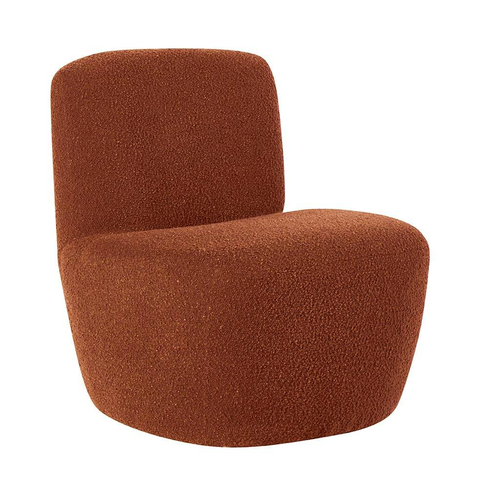 Fauteuil arrondi tissu bouclettes terracotta MALMOE