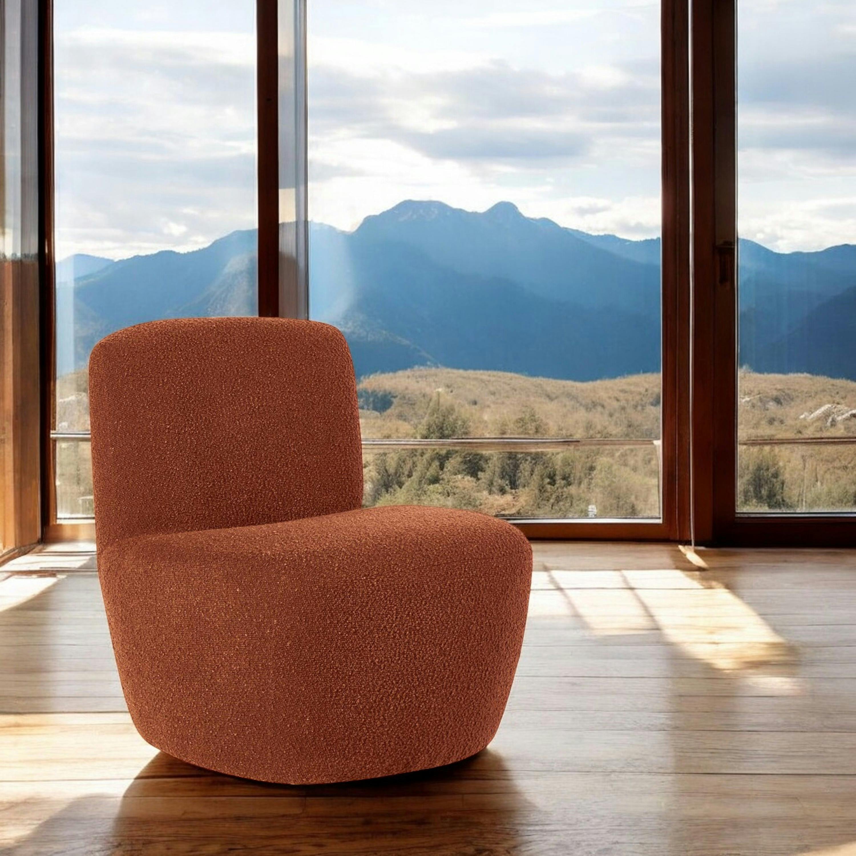 Fauteuil arrondi tissu bouclettes terracotta MALMOE