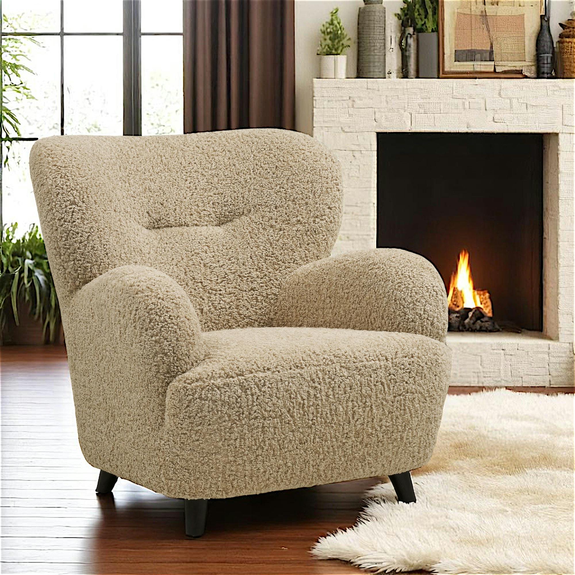Fauteuil beige taupe en tissu BERLIN