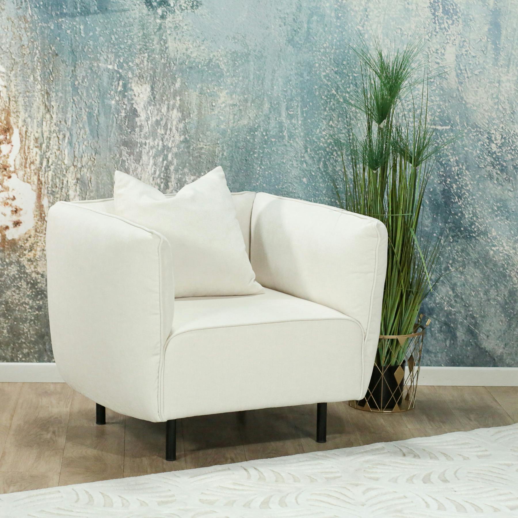 Fauteuil blanc crème moderne TURIN