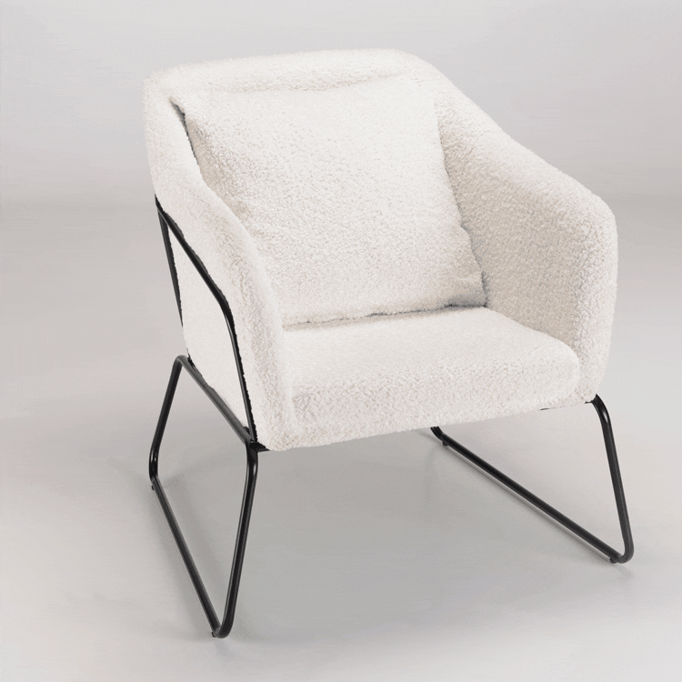 Fauteuil blanc en tissu bouclette TIM