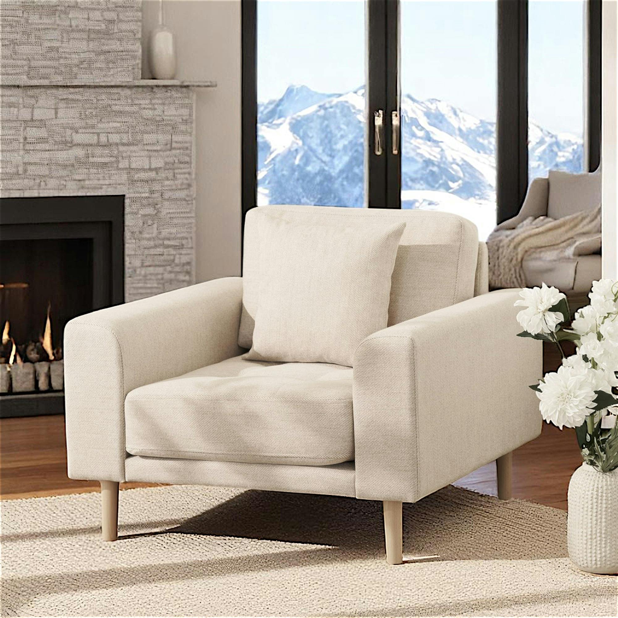 Fauteuil blanc sable en tissu ROTTERDAM