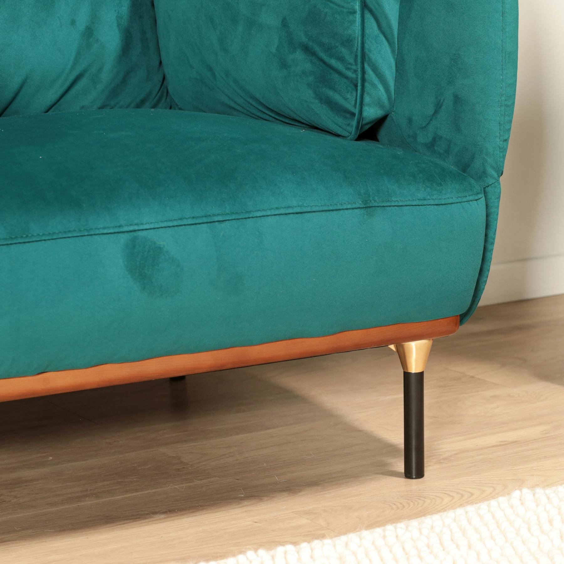 Atmosphera Fauteuil Evan Bleu Canard En Velours Avec Pieds Métal Or - Design Élégant