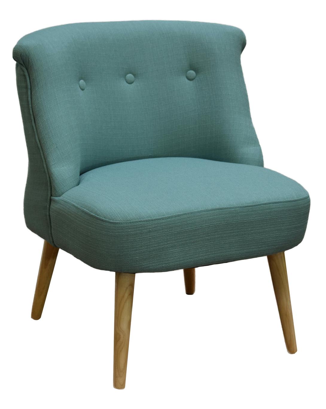 Fauteuil bleu clair capitonné crapaud LYLIE