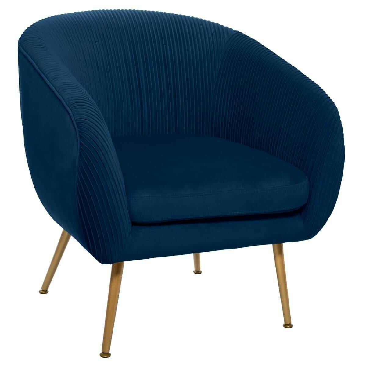 Fauteuil bleu en velours plissé