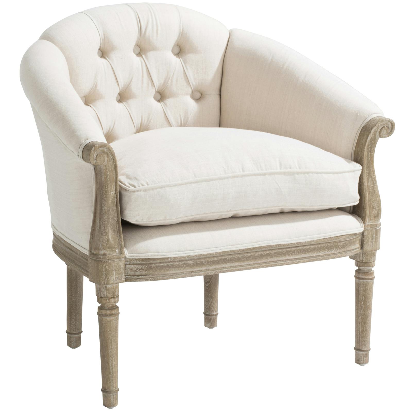 Fauteuil cabriolet capitonné écru MARYLINE 2