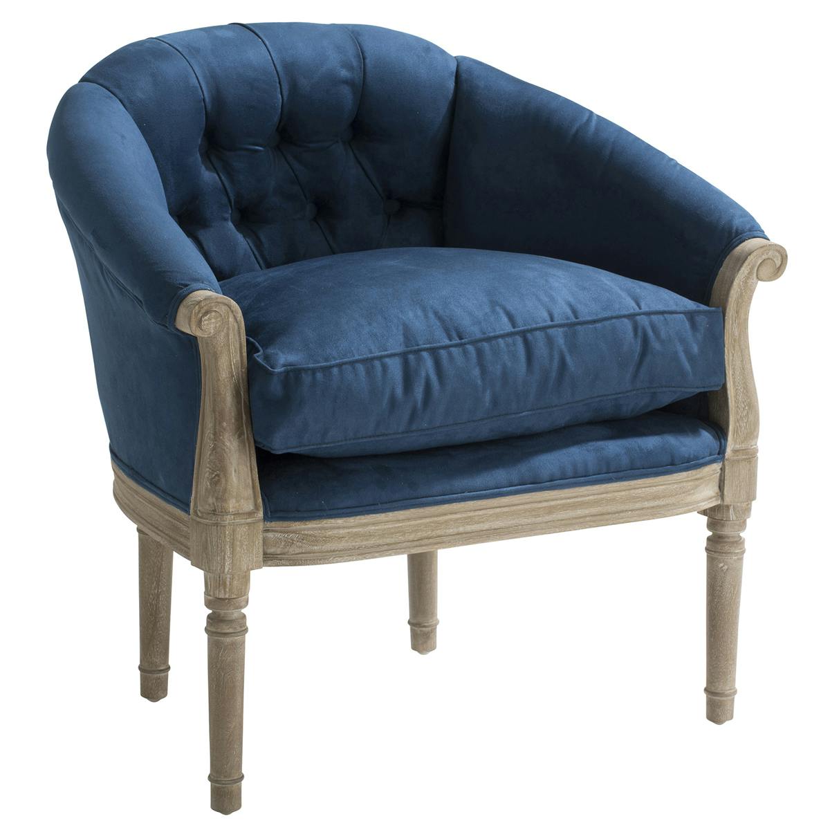 Fauteuil cabriolet capitonné microfibres bleu MARYLINE 2