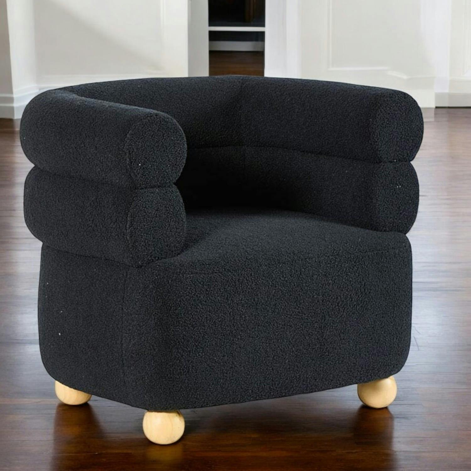 Fauteuil cabriolet design tissu bouclé bleu IENA