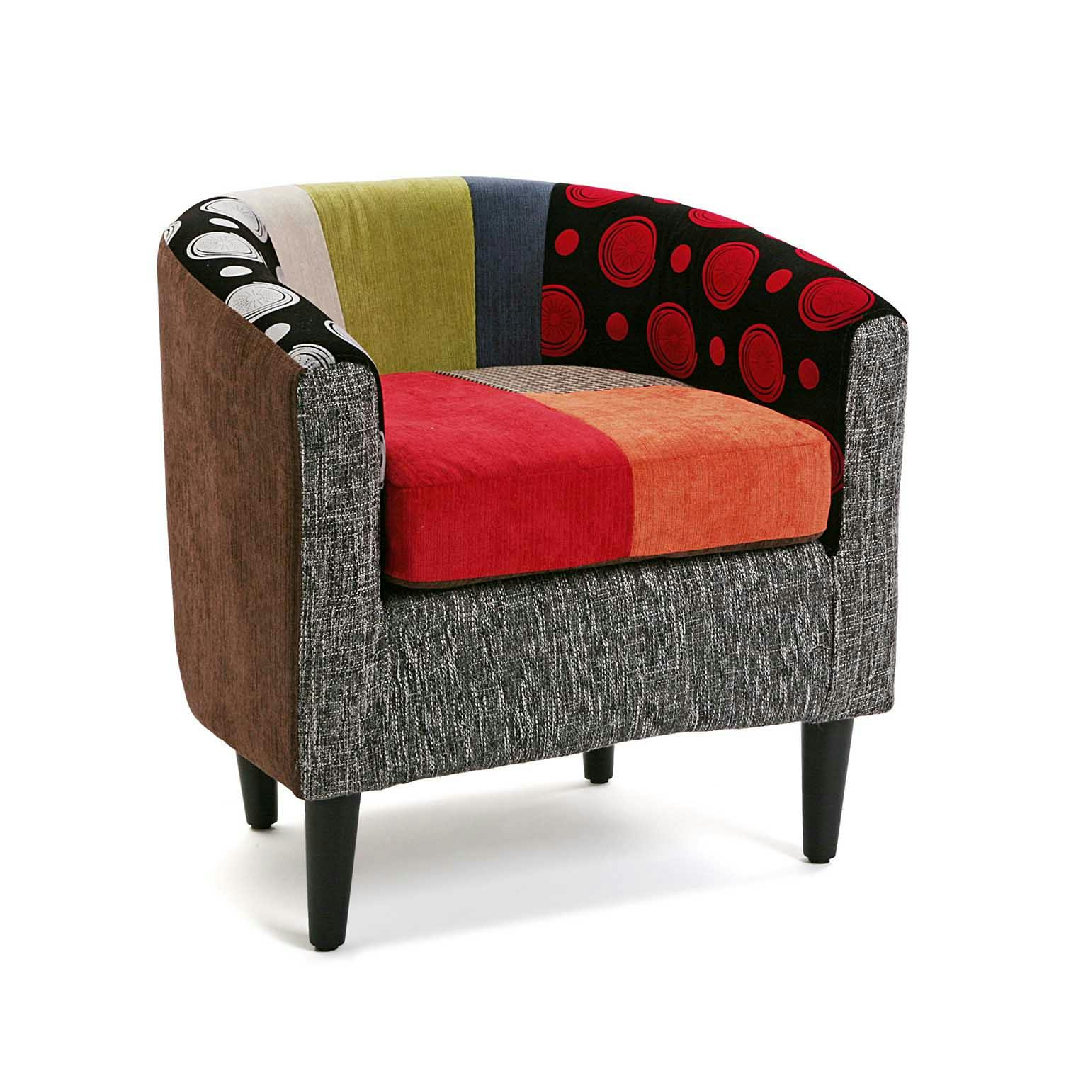 Fauteuil Cabriolet en tissu à motif Patchwork coloré 60x62x62cm BARCELONE