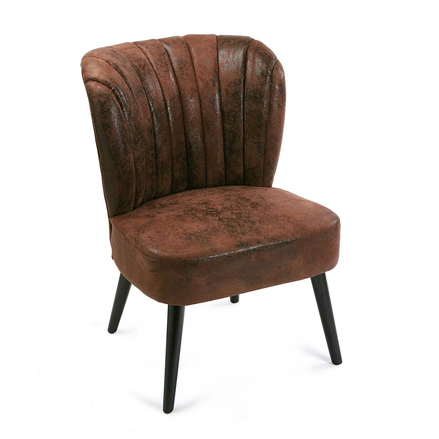 Fauteuil Cabriolet en tissu façon simili marron vieilli 60x65x84cm VANCOUVER