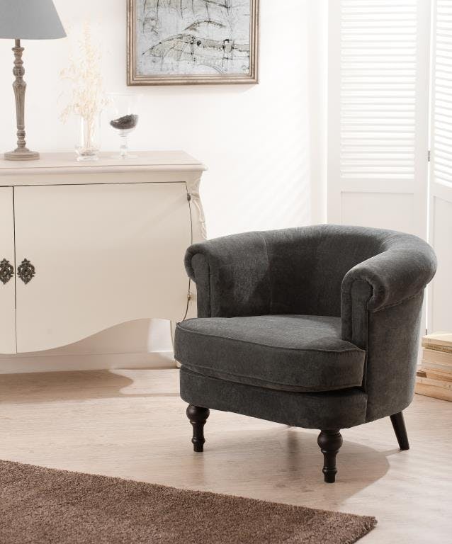 Fauteuil cabriolet feutrine gris 80x77x69cm BRITISH