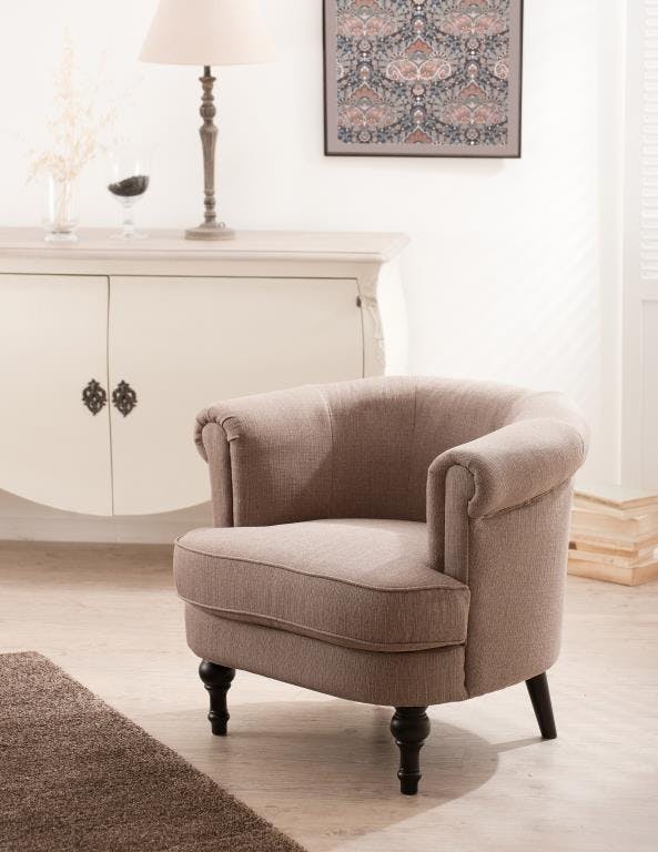 Fauteuil cabriolet grège 80x77x69cm BRITISH