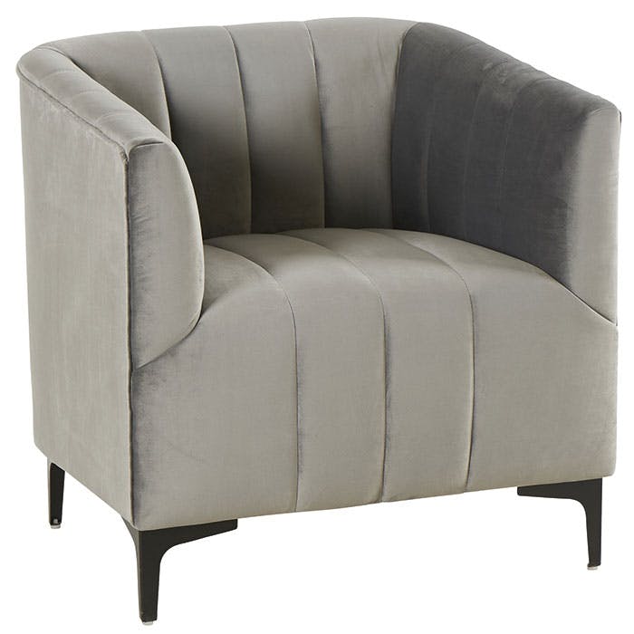 Fauteuil cabriolet velours gris MALMOE