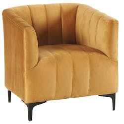 Fauteuil cabriolet velours moutarde MALMOE