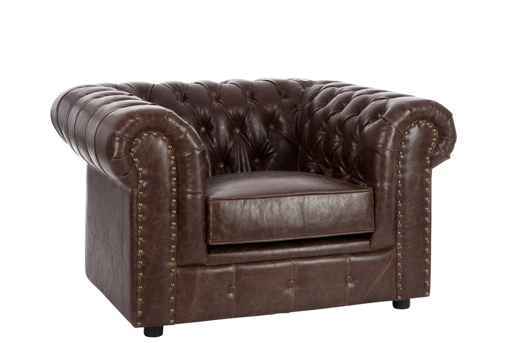 Fauteuil capitonné marron - 119x97x71cm