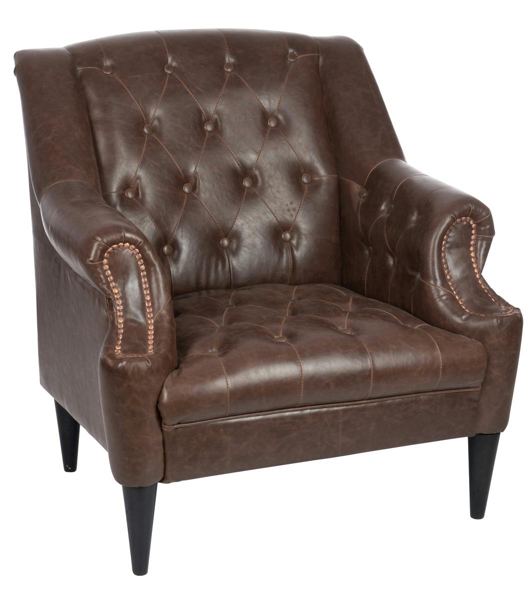 Fauteuil capitonné marron - 80x89x96cm