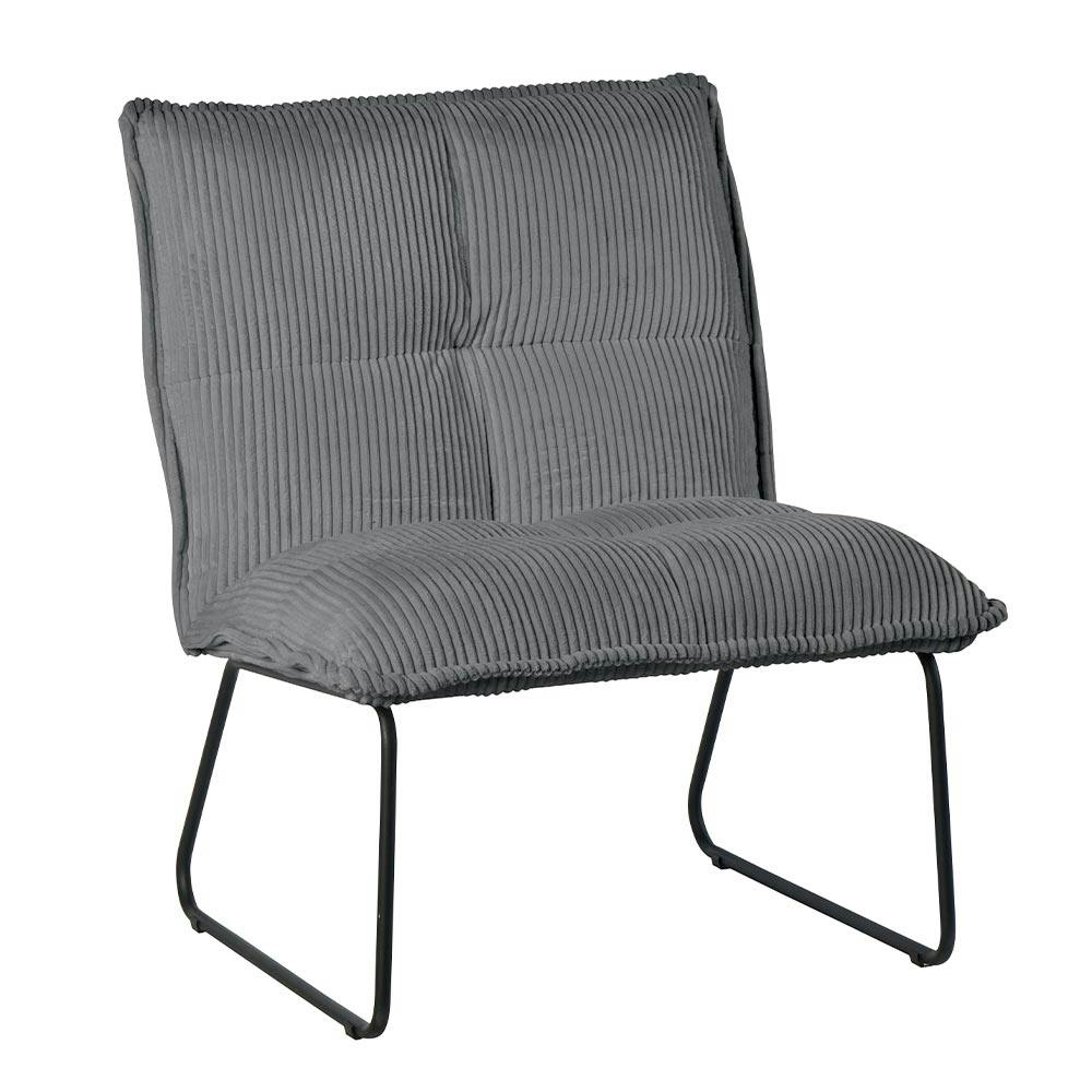 Fauteuil capitonné velours côtelé gris MALMOE