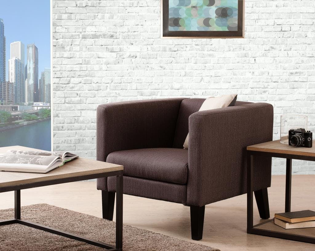 Fauteuil carré tissu marron 79x77x68cm BRITISH