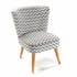 Fauteuil chaise Club en tissu blanc gris motif zigzag et pieds bois 52x57x70cm COPPEN