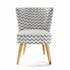 Fauteuil chaise Club en tissu blanc gris motif zigzag et pieds bois 52x57x70cm COPPEN