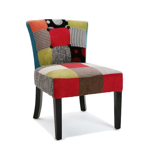 Fauteuil / Chaise en tissu à motif Patchwork coloré 50x64x73cm BARCELONE