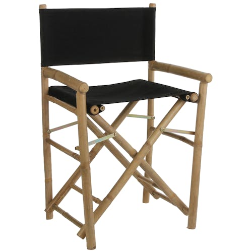 Fauteuil chaise façon cinéma bambou tissu noir