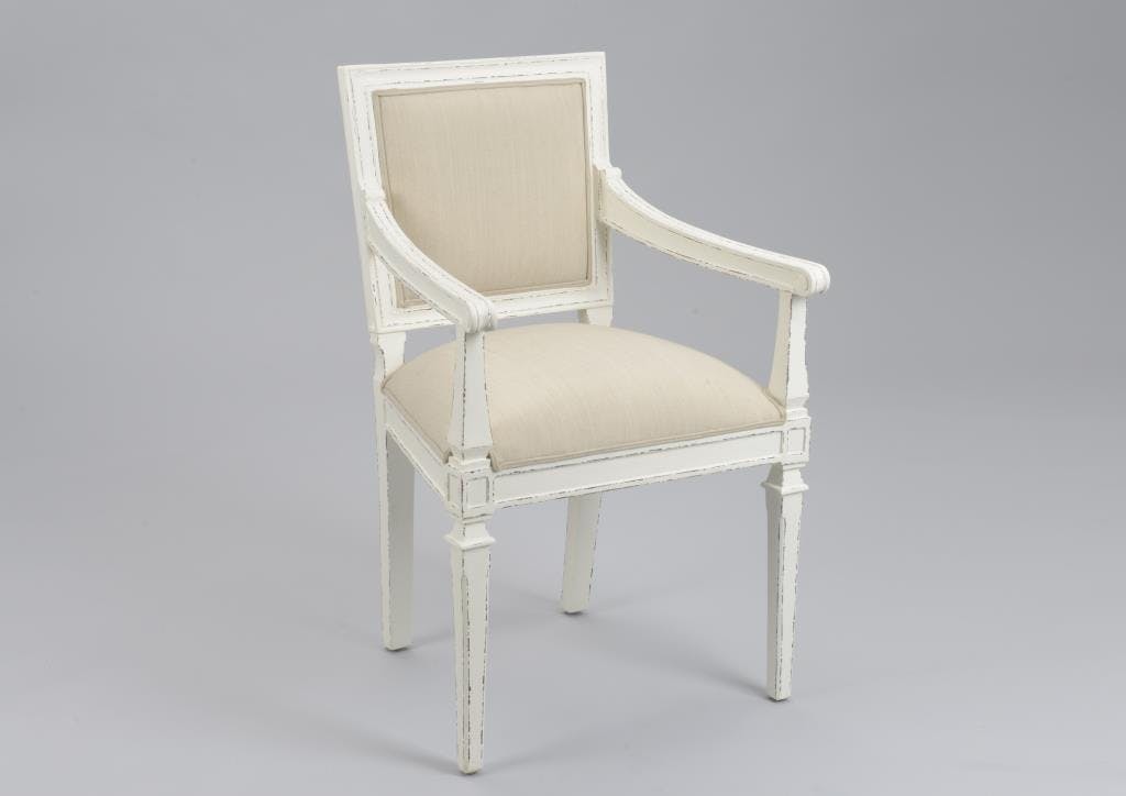 Fauteuil chambre Louis Philippe bois tissu beige GUSTAVE L59xP57xH95 AMADEUS